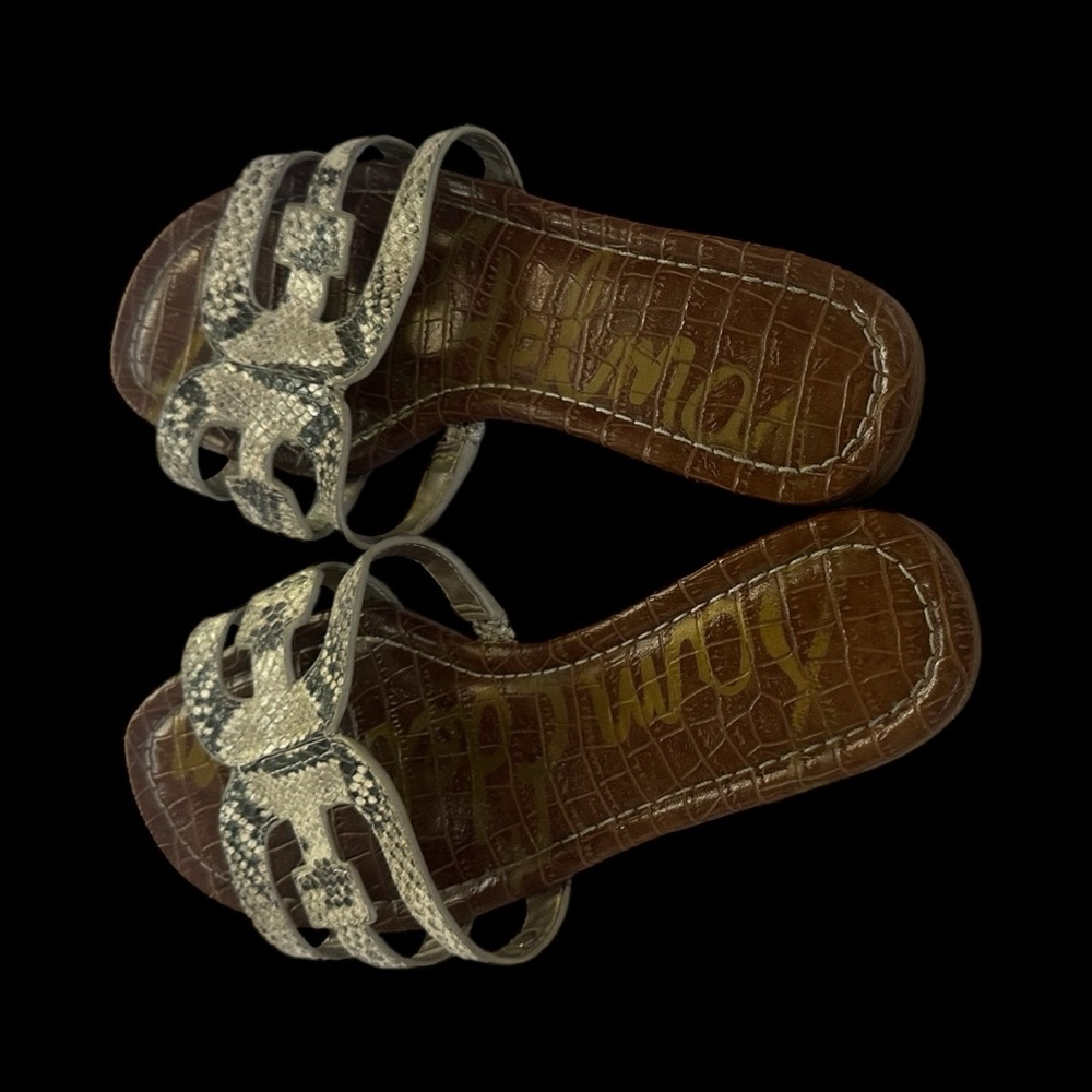 Sam Edelman Snakeskin Slide Sandals with Bold Logo - Picture 3 of 5
